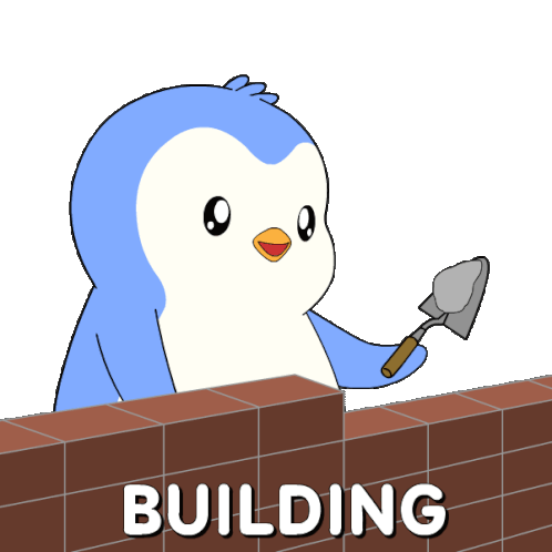 Cute penguin building the website